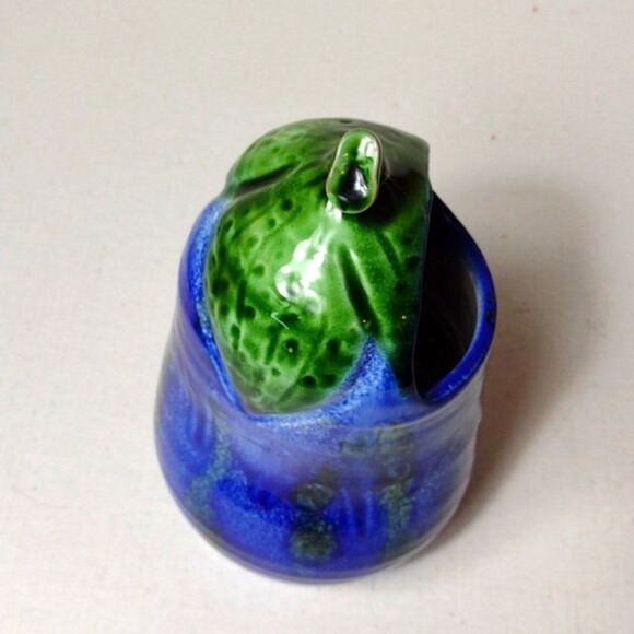 Vintage Ceramic Italian Eggplant Planter Vase Hand Painted Purple Drip Glaze - Picture 3 of 8